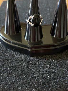 Silver Ring with Oval Black Stone